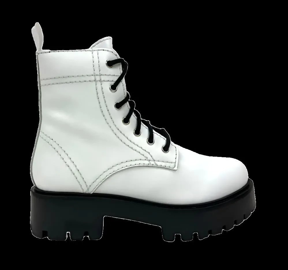 Alice White Heeled Combat Boot