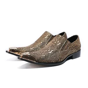 AOMISHOES™  Italian Snake Golden Dress Shoes #8024