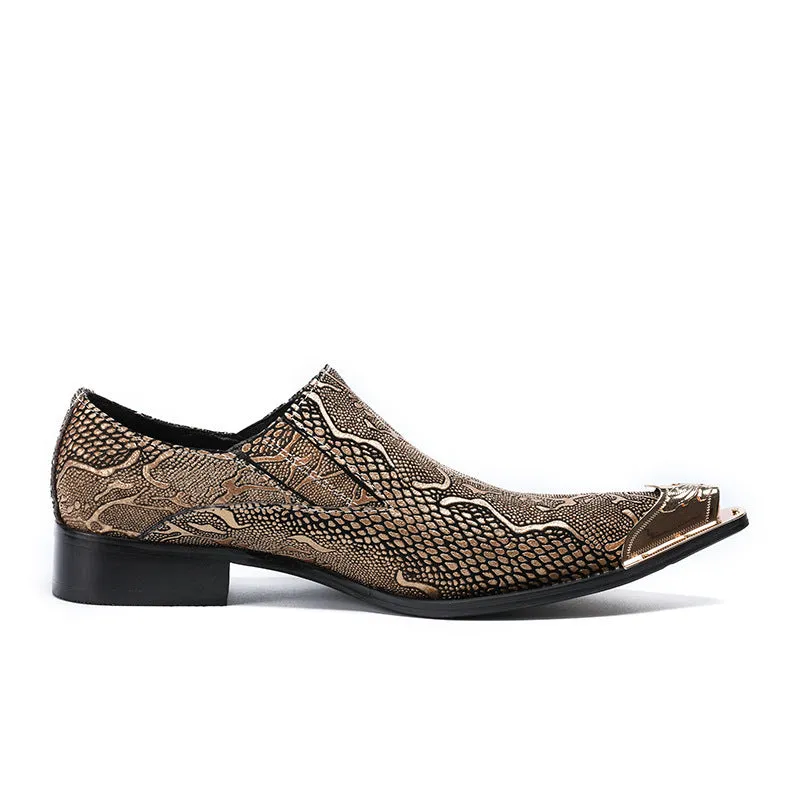 AOMISHOES™  Italian Snake Golden Dress Shoes #8024