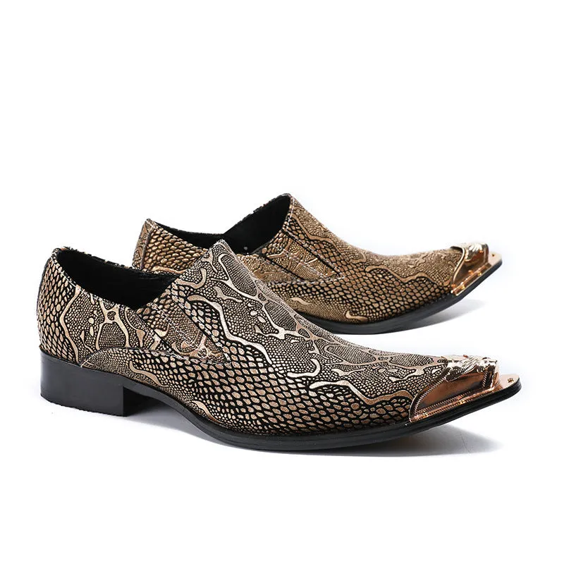 AOMISHOES™  Italian Snake Golden Dress Shoes #8024