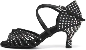 AOQUNFS Rhinestones Ballroom Dance Shoes Women Latin Salsa Practice Performance Dance Shoes,CT459