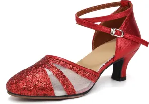 AOQUNFS Women's Latin Dance Shoes Closed Toe Sequin Ballroom Performance Party Dance Shoes,122