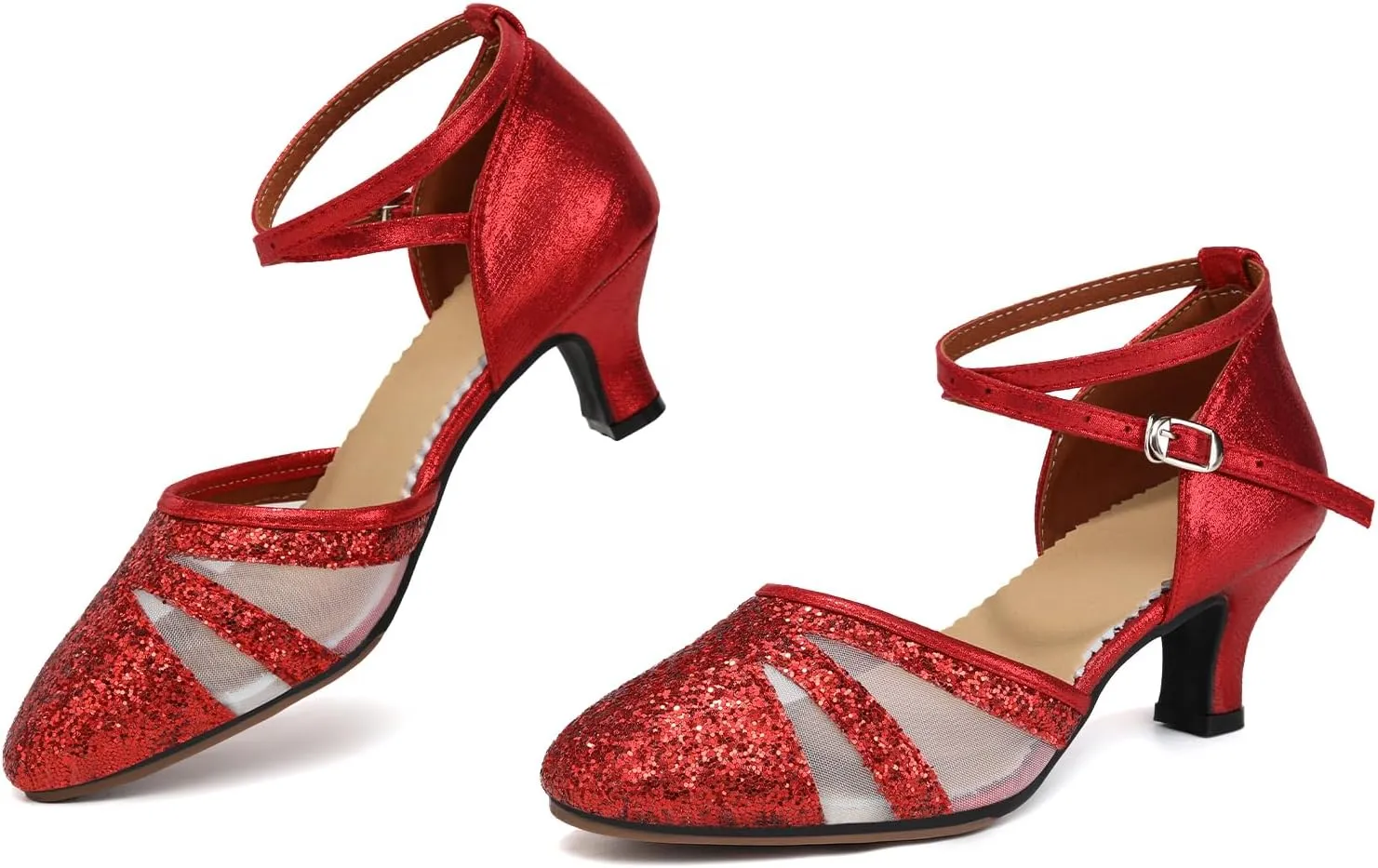 AOQUNFS Women's Latin Dance Shoes Closed Toe Sequin Ballroom Performance Party Dance Shoes,122