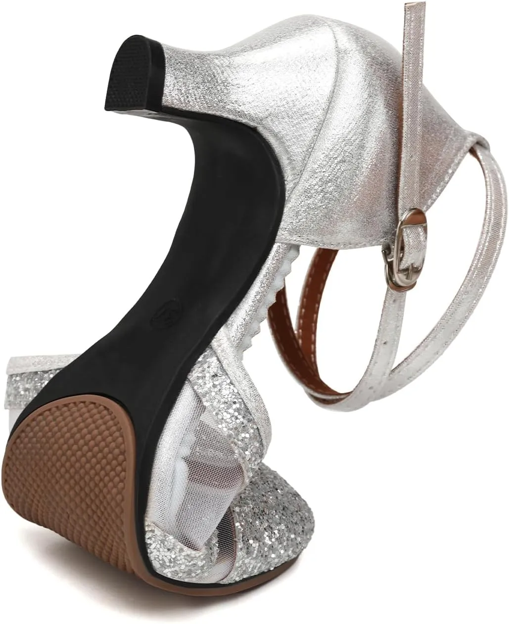 AOQUNFS Women's Latin Dance Shoes Closed Toe Sequin Ballroom Performance Party Dance Shoes,122