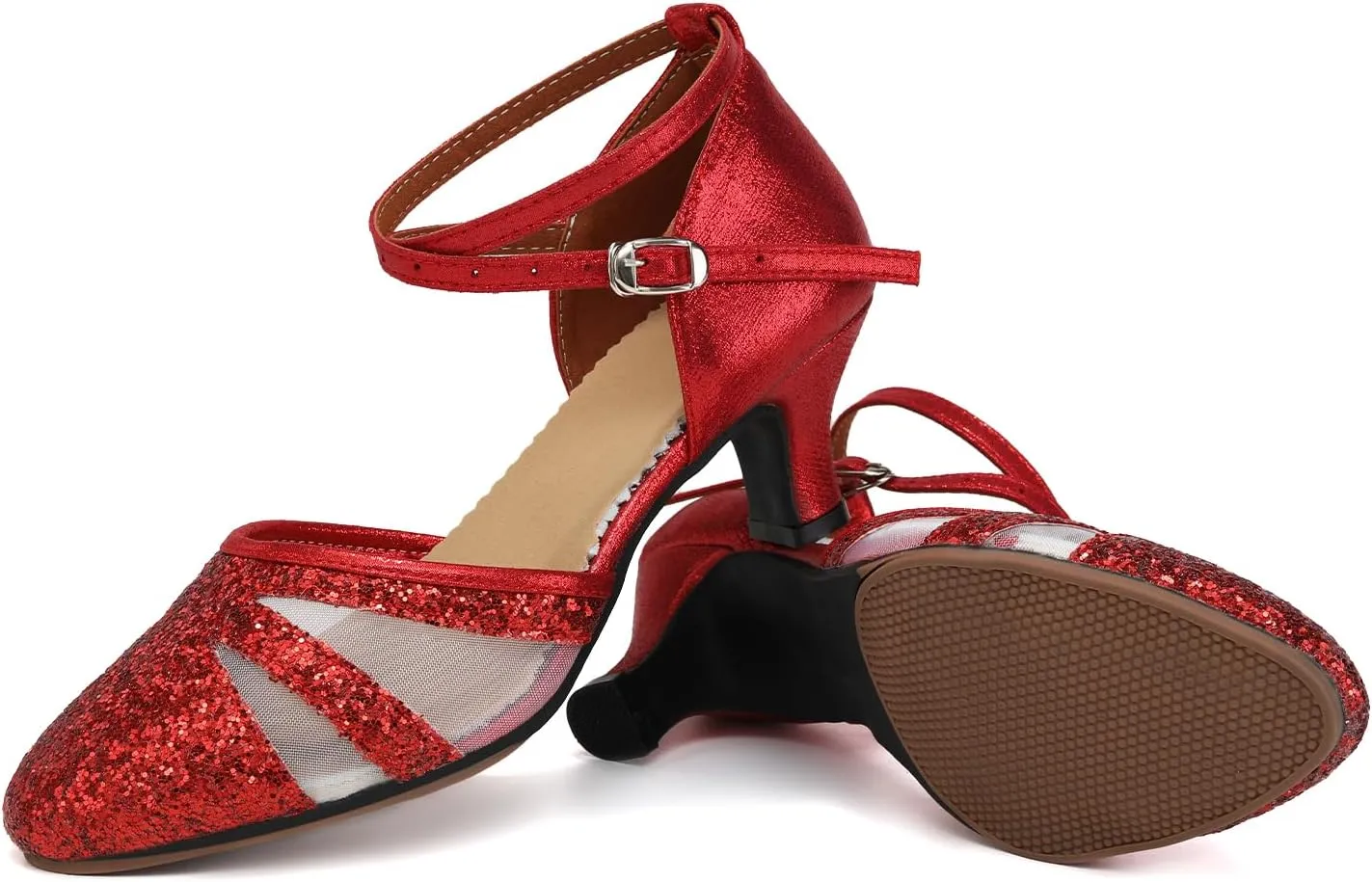 AOQUNFS Women's Latin Dance Shoes Closed Toe Sequin Ballroom Performance Party Dance Shoes,122