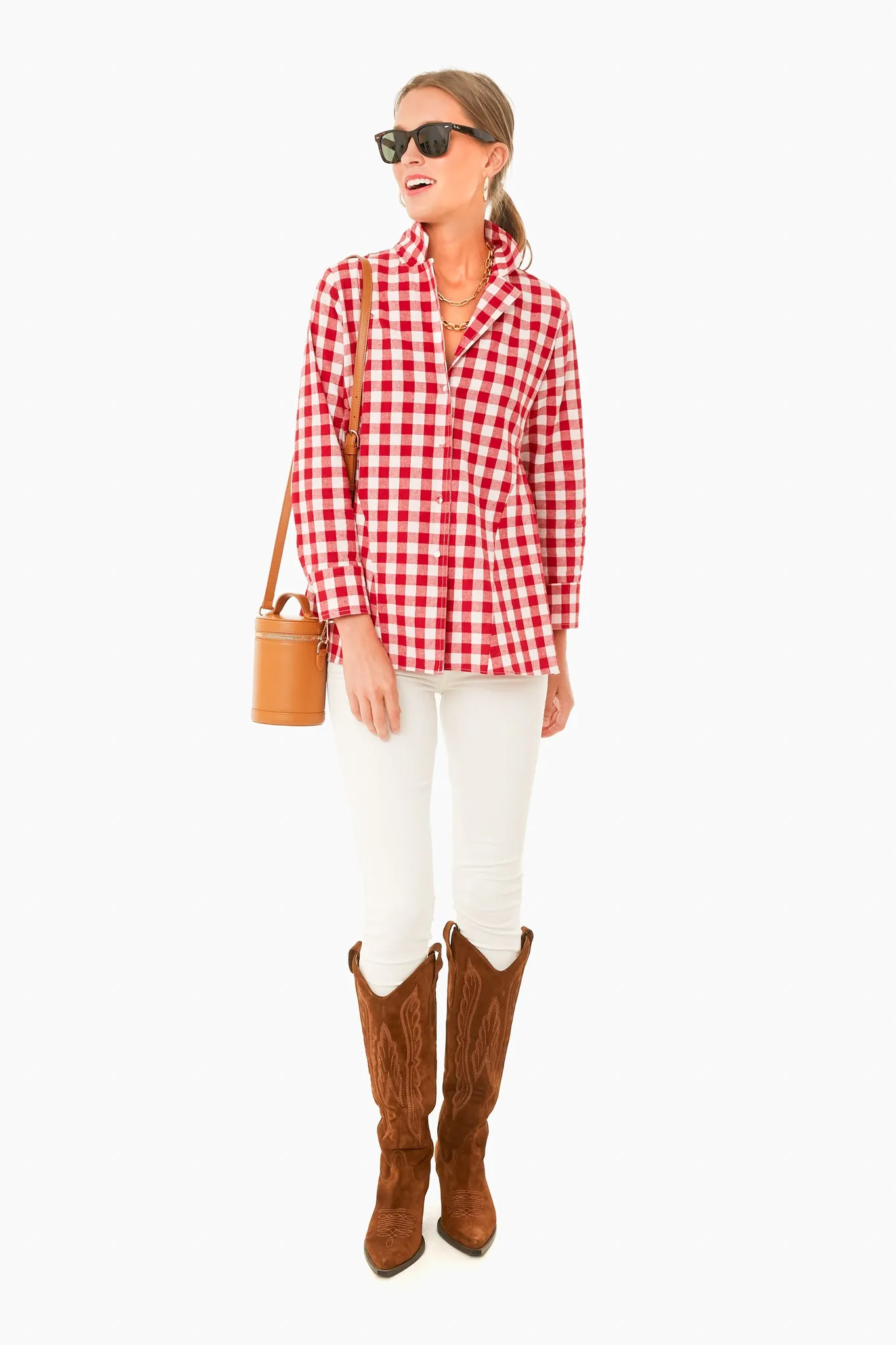 Apple Red Gingham Scarlett Button Down