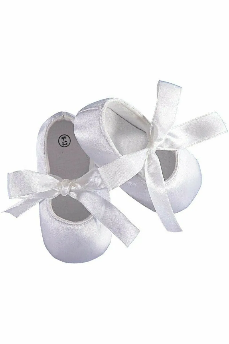 Baby Girls Baptism Shoes with Satin Bow