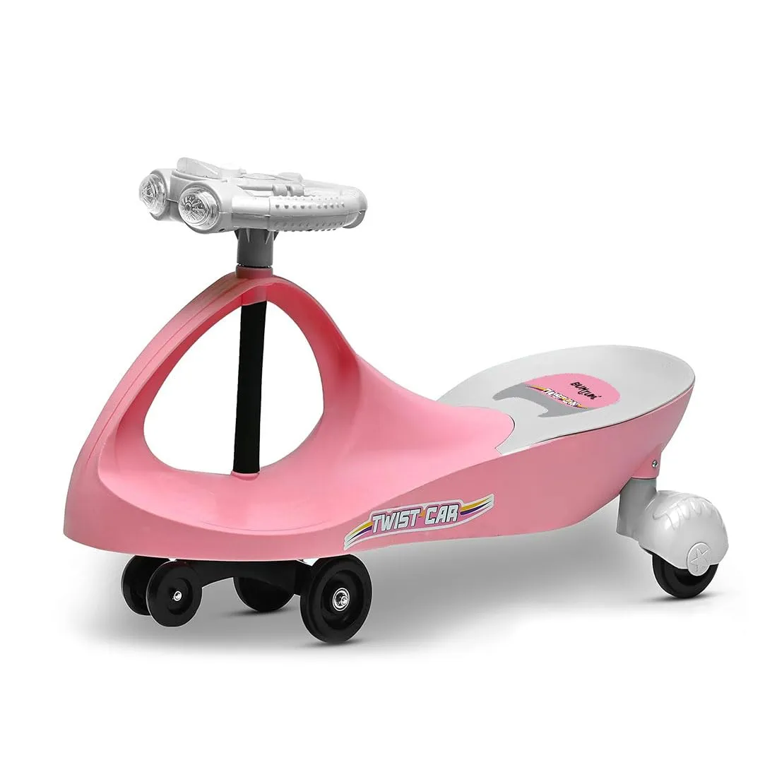 BUMTUM Baby Car, Kids Car, Swing Car for Kids, Car for Kids, Ride On for Kids, Magic Car for Kids, Push Rider Toy Car, Comfortable Seat with Backrest, 360° Rotating Steering with Music & Lights (Pink)