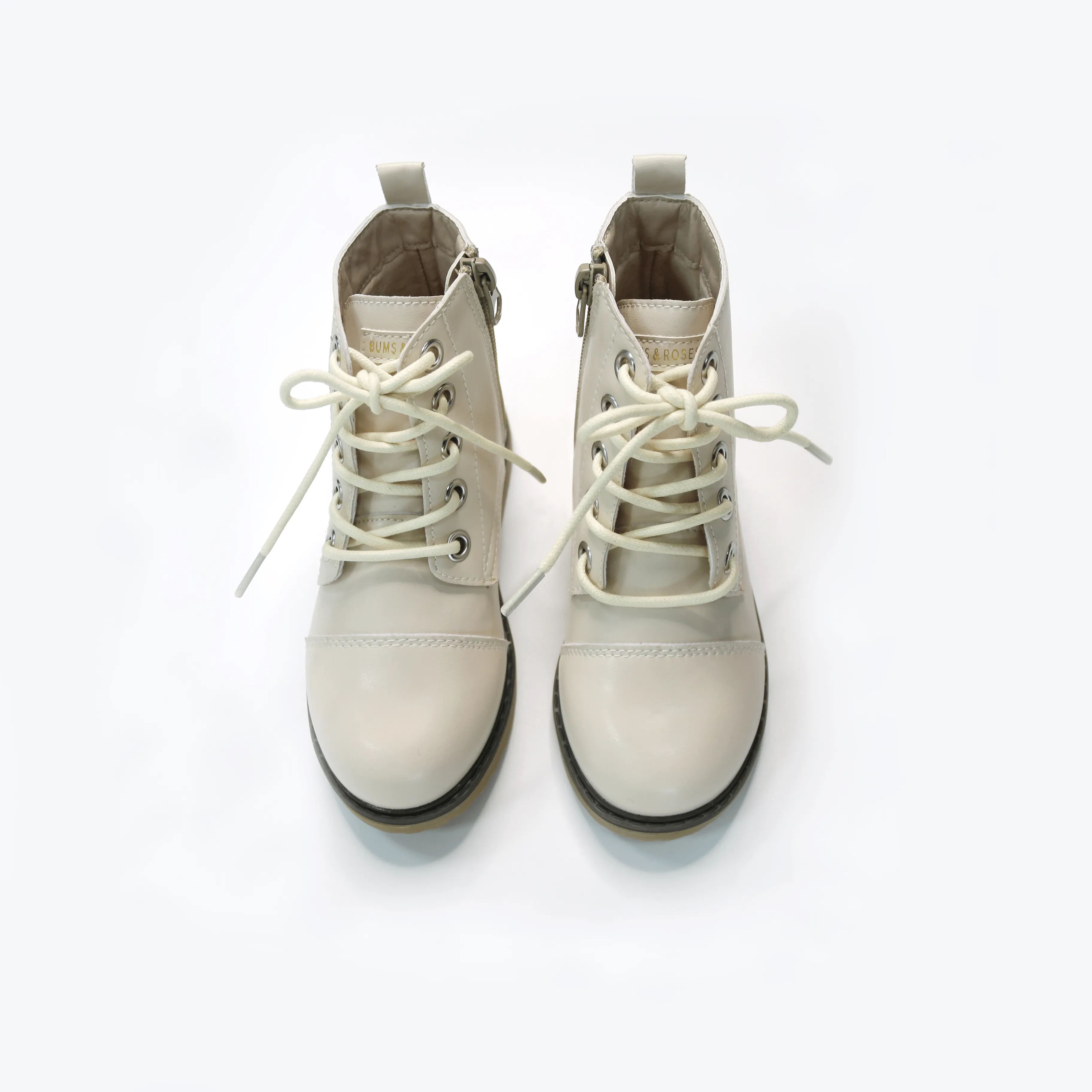 Cream Faux Leather Boots