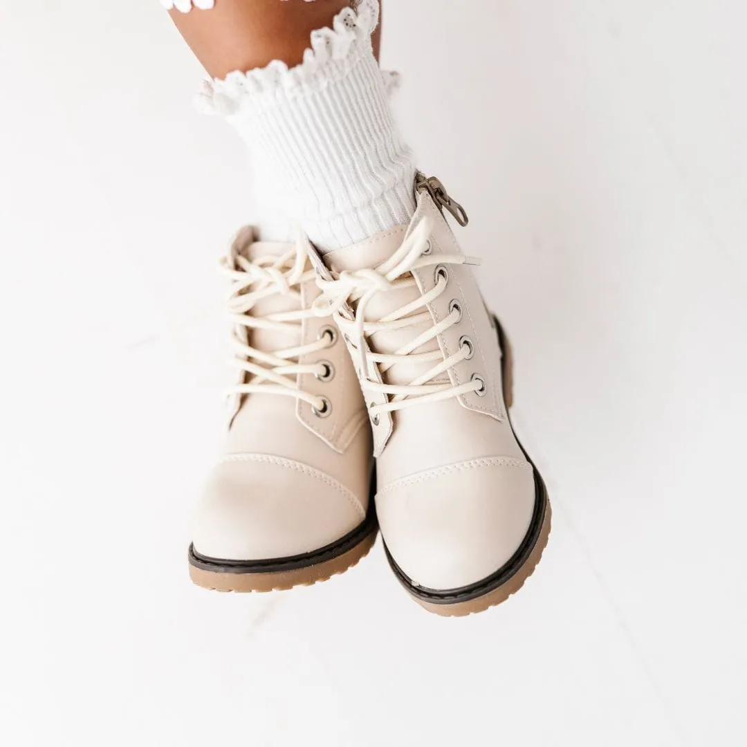 Cream Faux Leather Boots