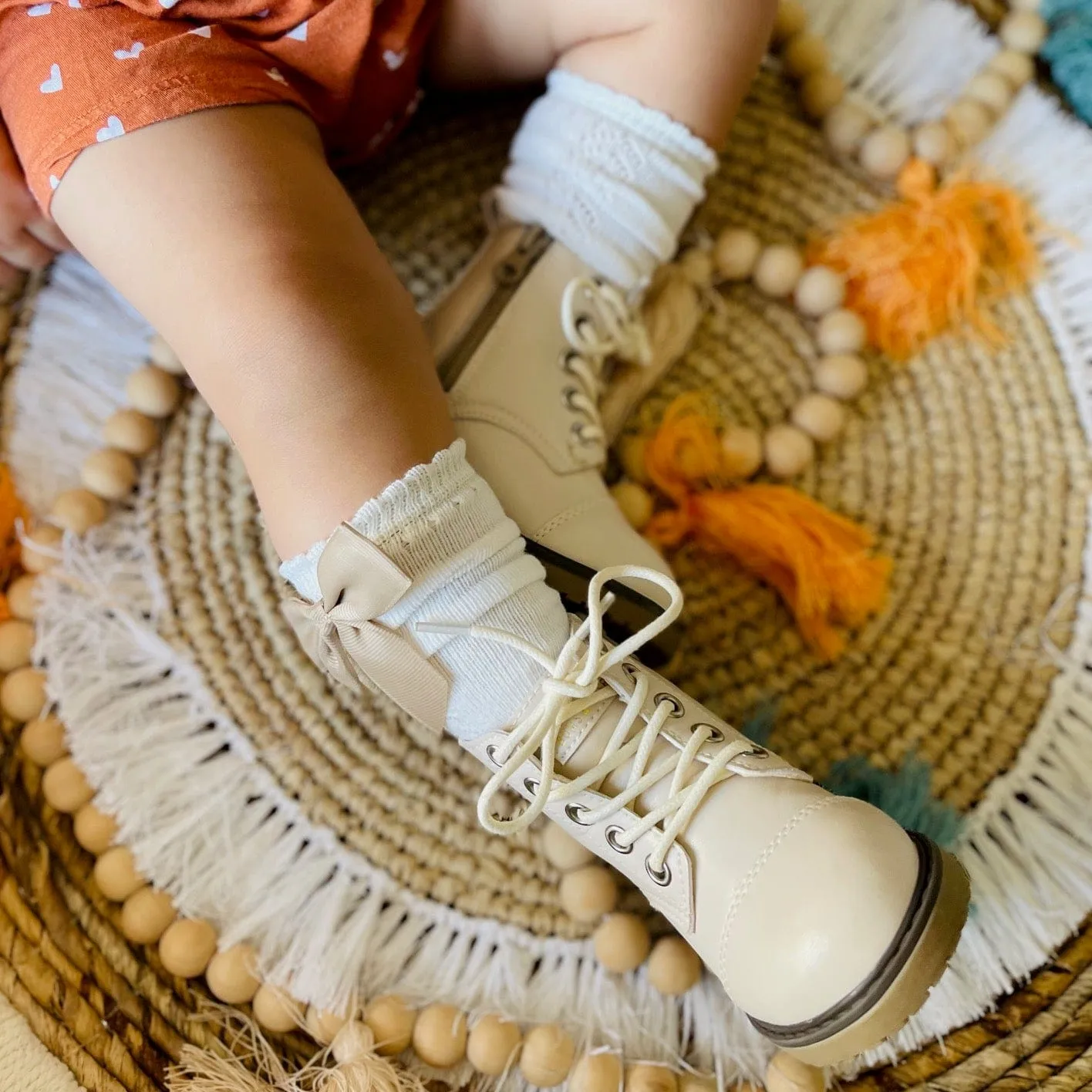 Cream Faux Leather Boots