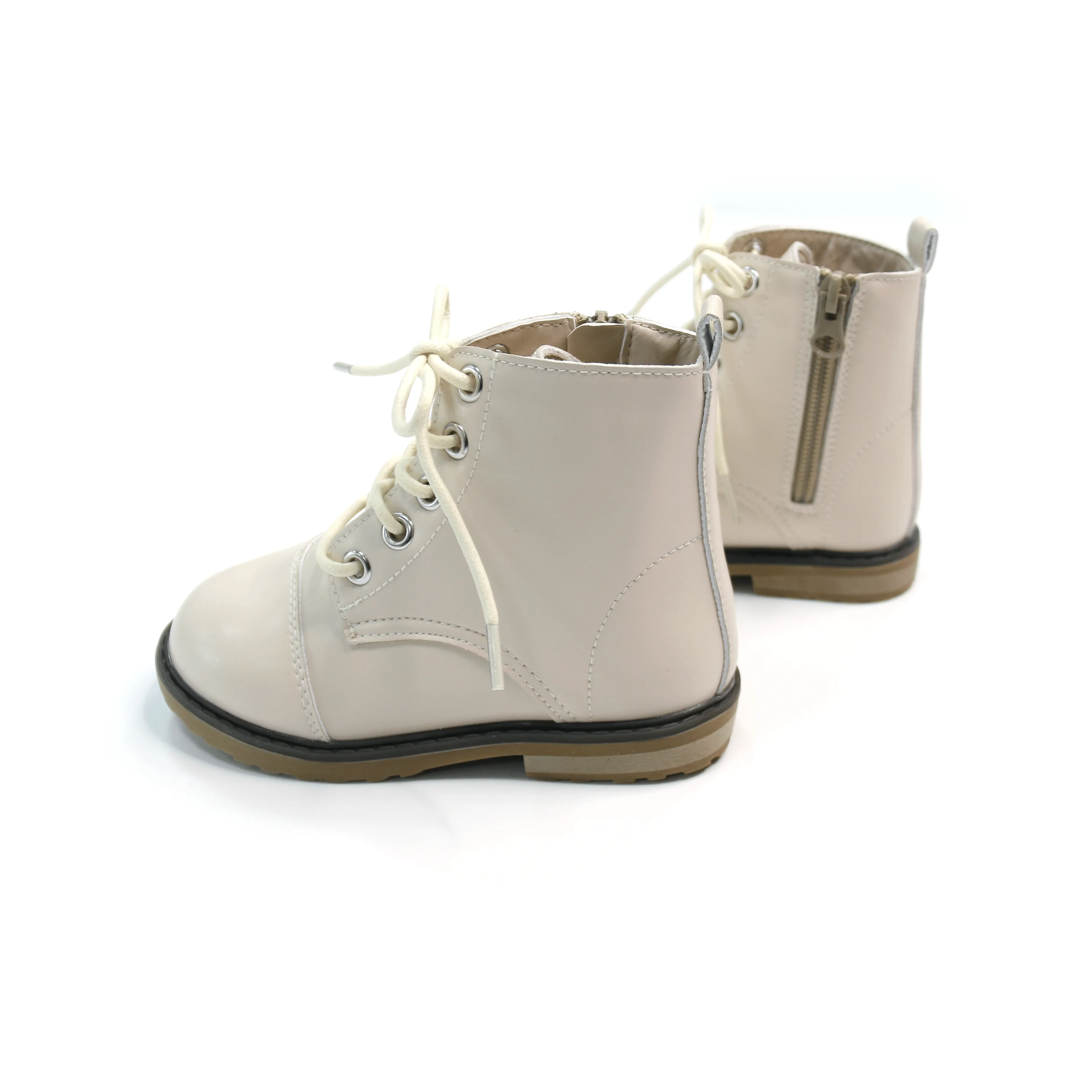 Cream Faux Leather Boots