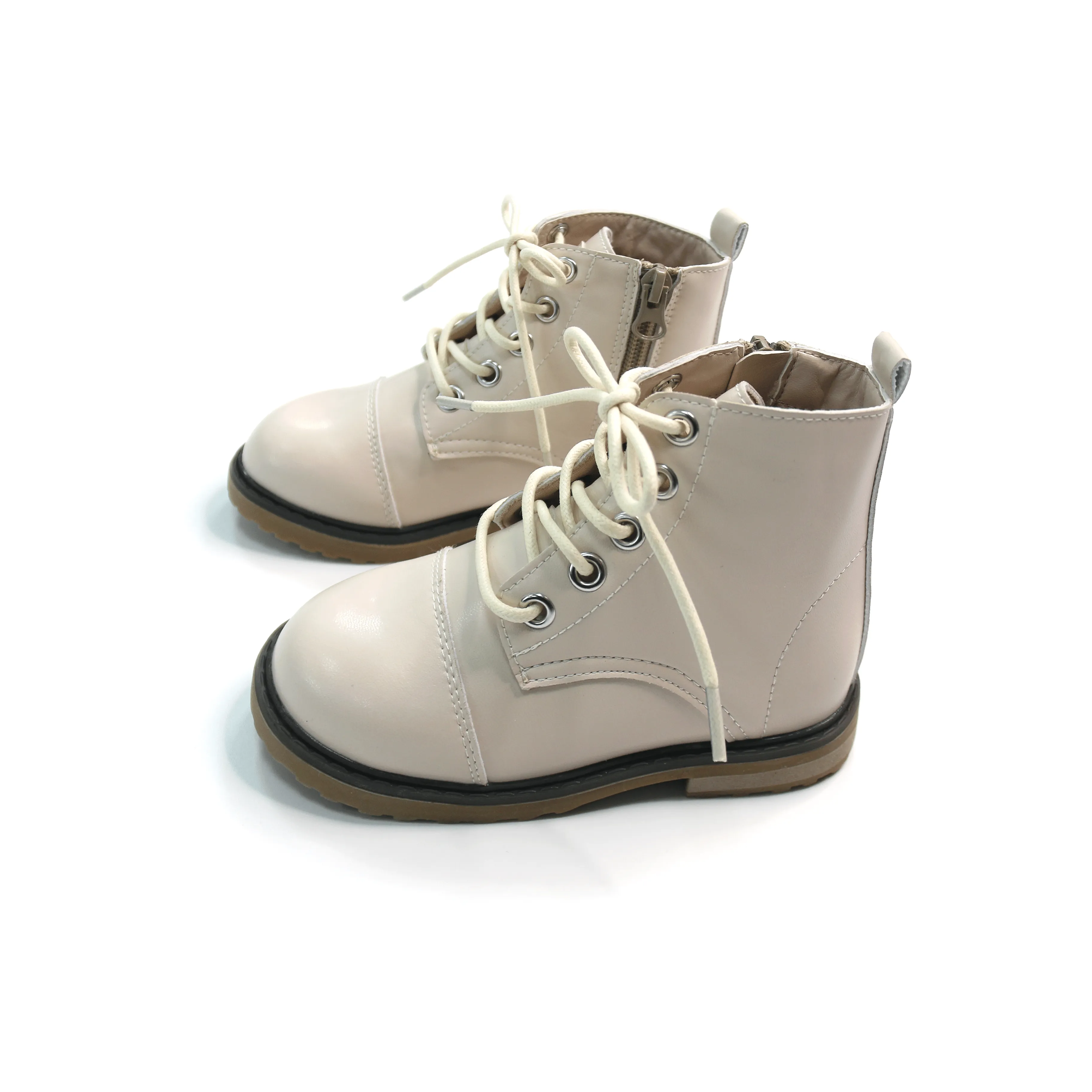 Cream Faux Leather Boots