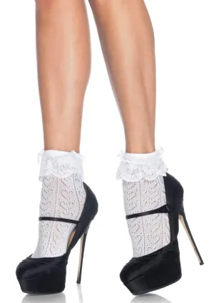 Crochet Heart Ruffle Ankle Socks