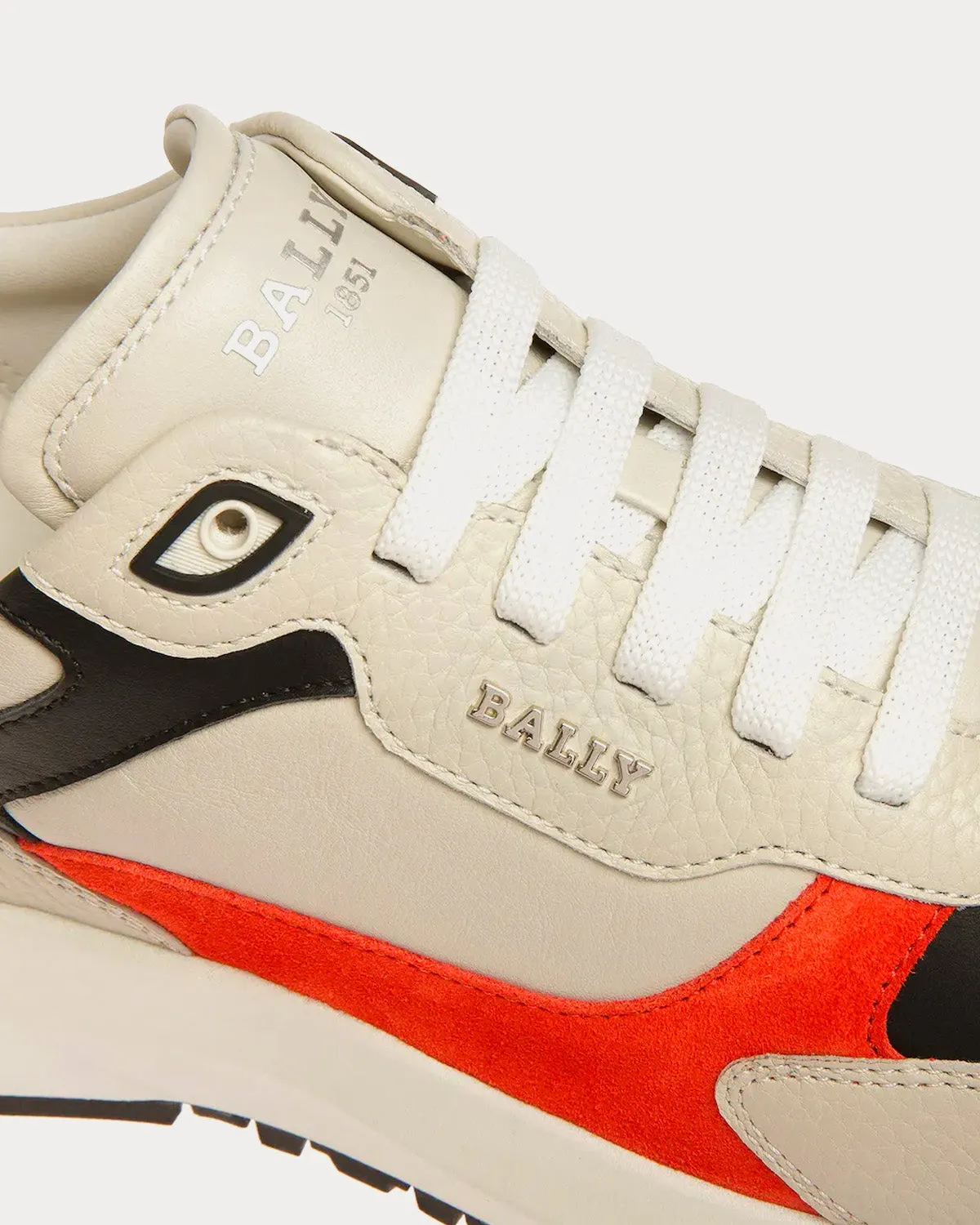 Dave Leather & Fabric Dusty White / Orange Low Top Sneakers