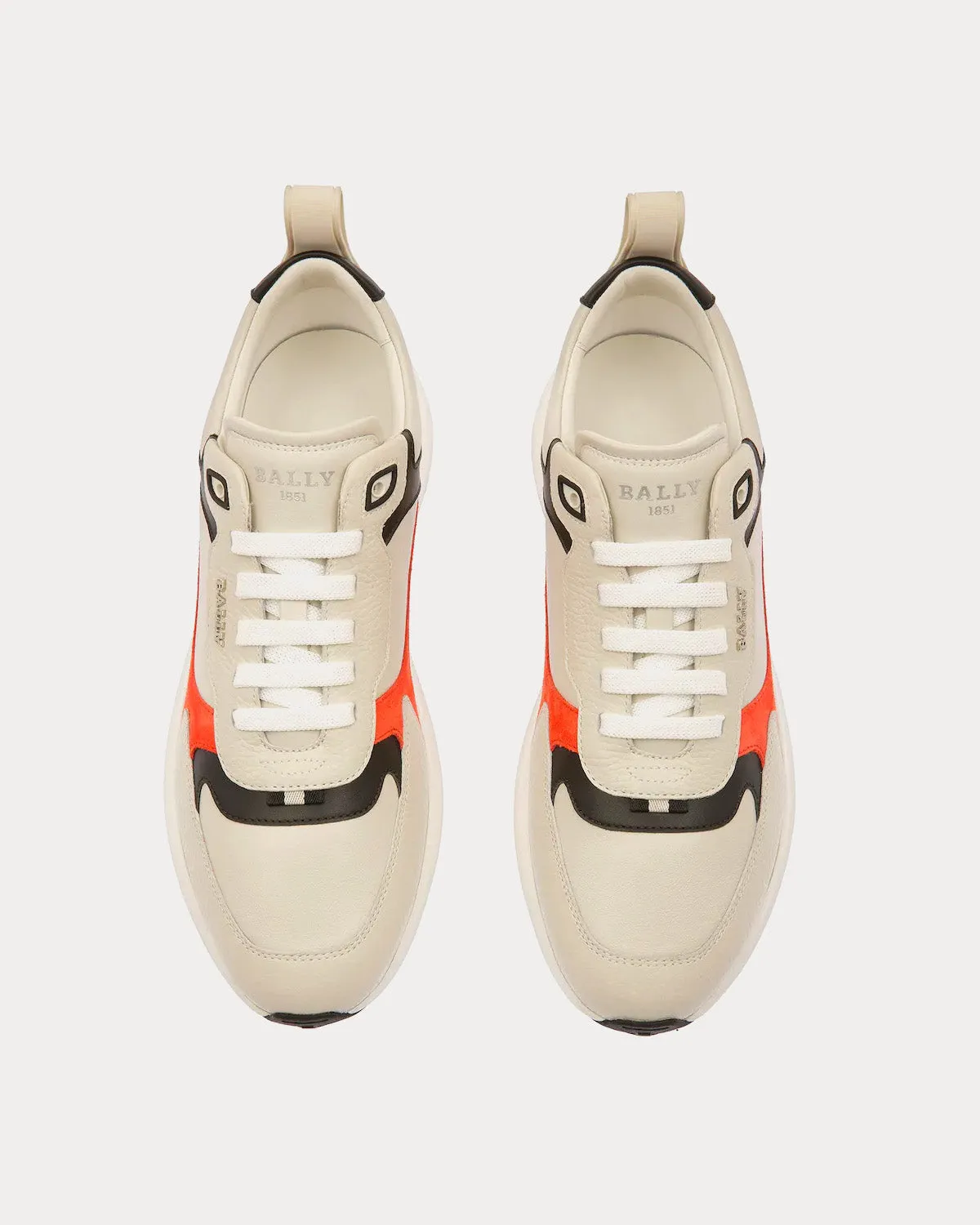 Dave Leather & Fabric Dusty White / Orange Low Top Sneakers