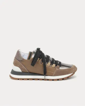 Embellished leather Brown Low Top Sneakers