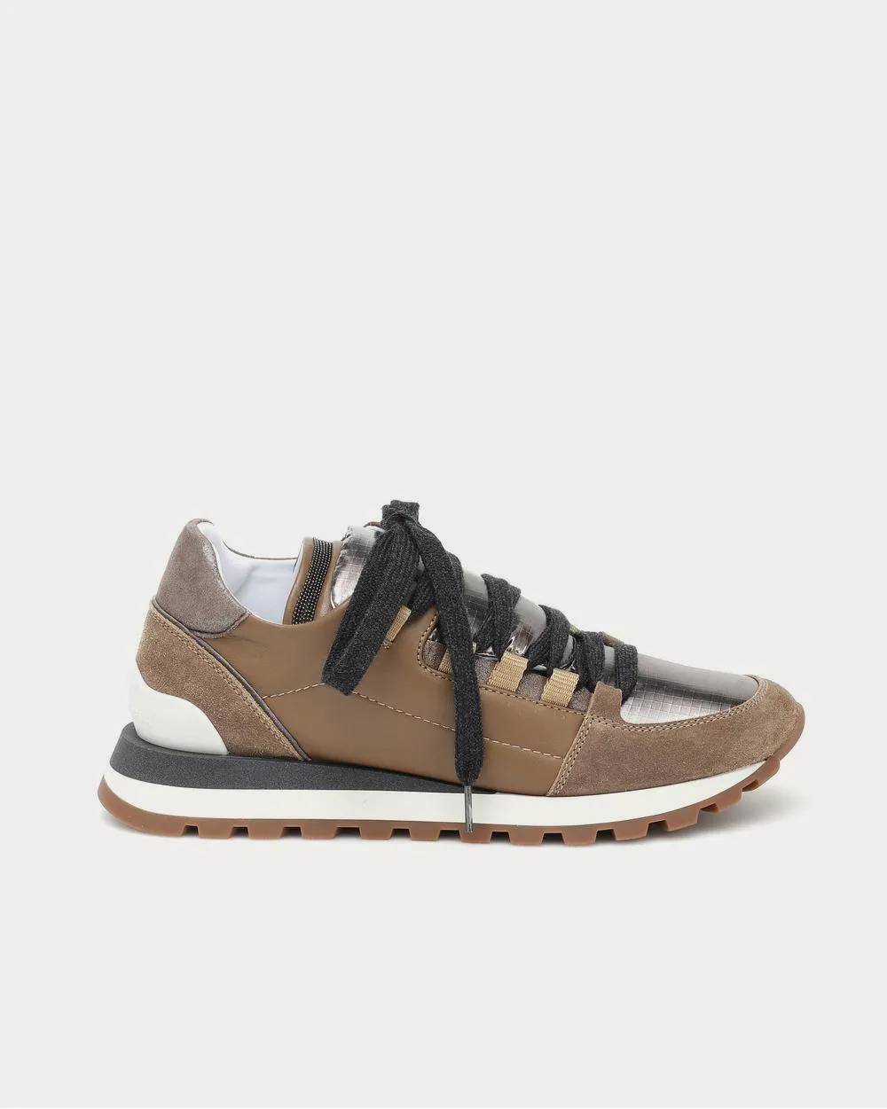 Embellished leather Brown Low Top Sneakers