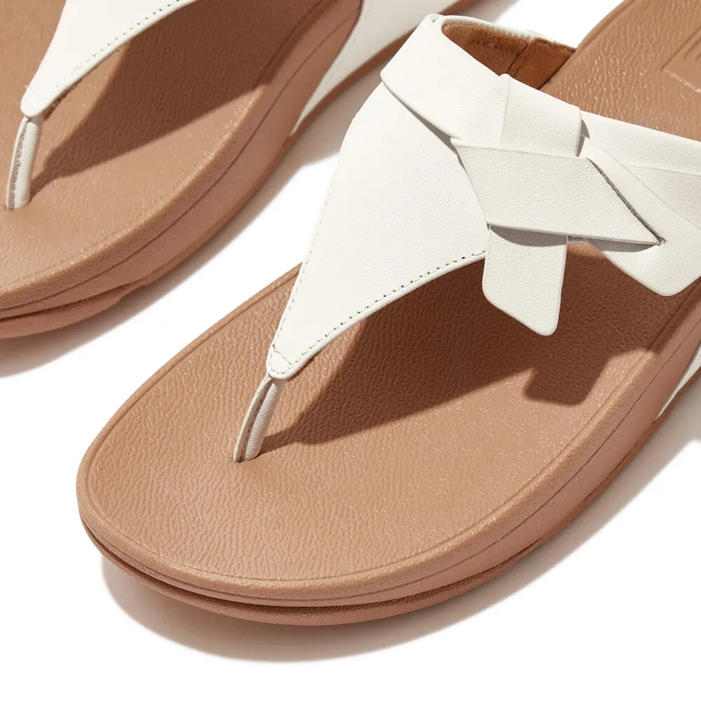 Fitflop Lulu Folded Knot Leather Toe-Post Sandals Urban White