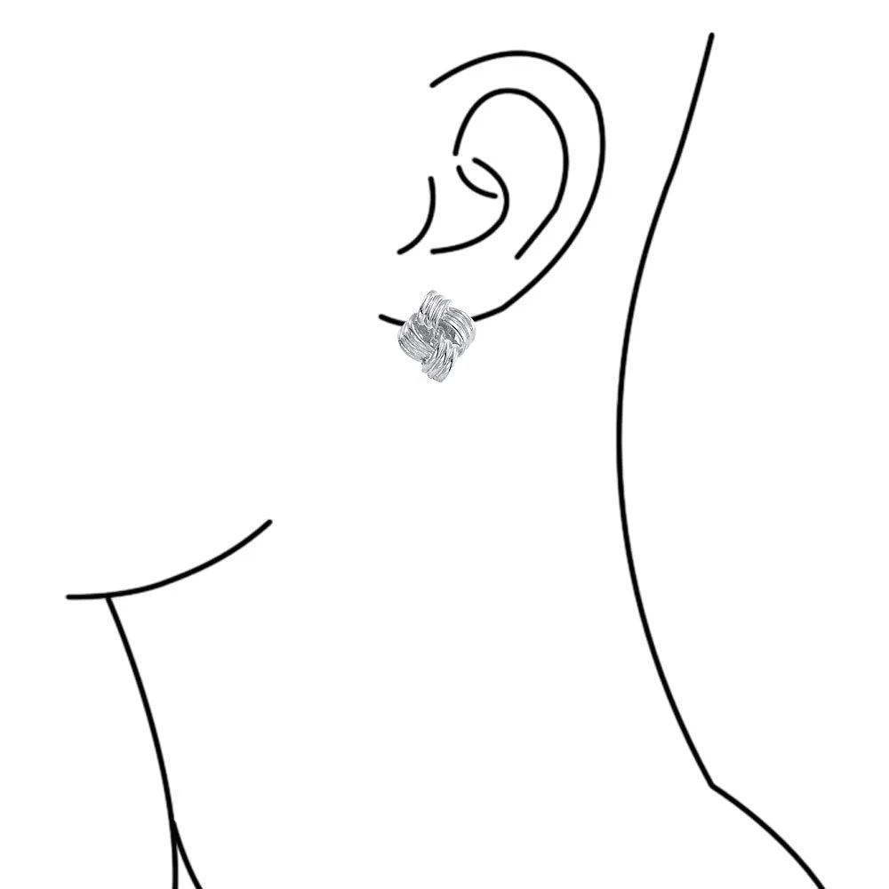 Geometric Twist Square Rope Knot Clip-On Earrings for Non-Pierced Ears 14K GoldSilver
