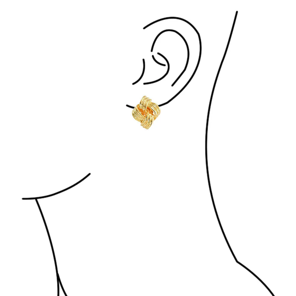 Geometric Twist Square Rope Knot Clip-On Earrings for Non-Pierced Ears 14K GoldSilver