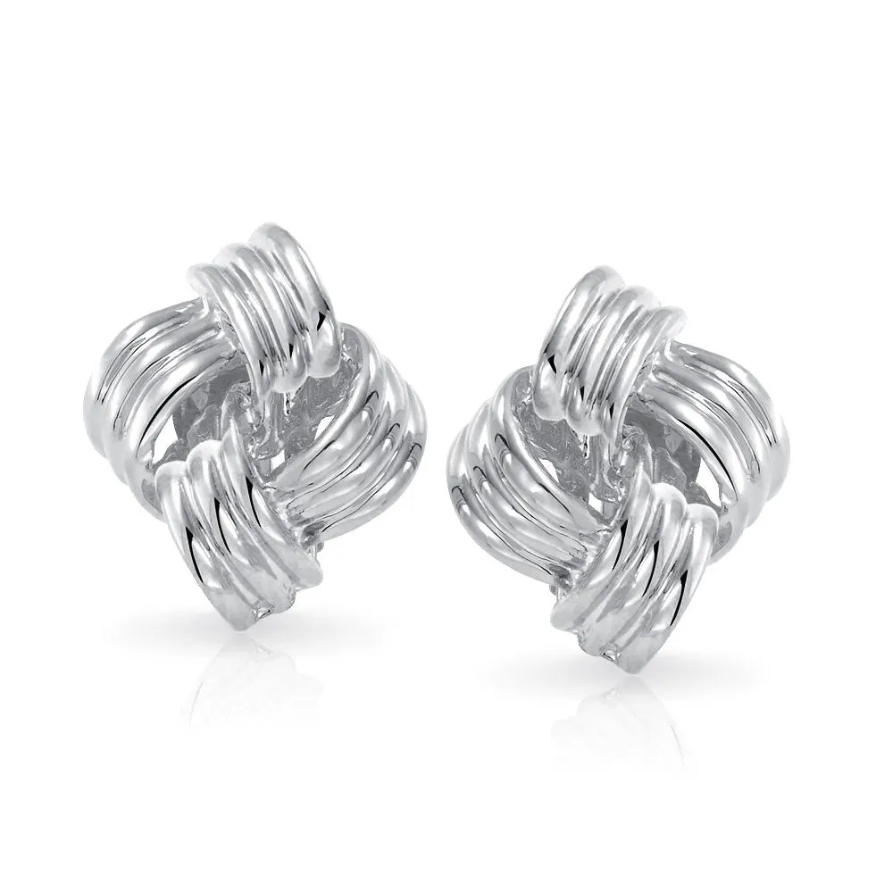 Geometric Twist Square Rope Knot Clip-On Earrings for Non-Pierced Ears 14K GoldSilver