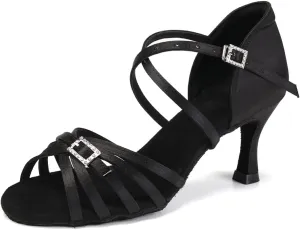 HROYL Women Latin Dance Shoes Professional Practice Performance Ballroom Salsa Dance Shoes