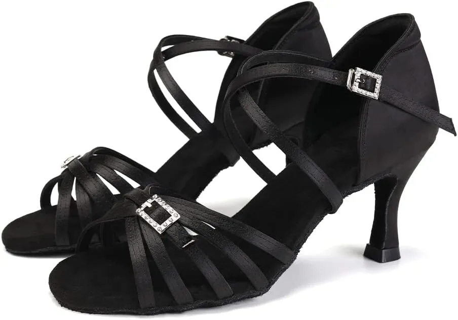 HROYL Women Latin Dance Shoes Professional Practice Performance Ballroom Salsa Dance Shoes