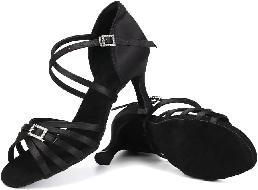 HROYL Women Latin Dance Shoes Professional Practice Performance Ballroom Salsa Dance Shoes