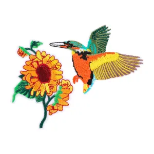 Humming Bird & Sunflower Iron On Patches 2ct