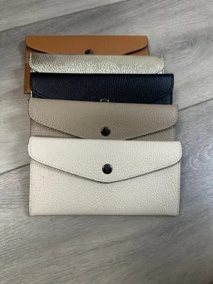 Italian Leather Button Wallet