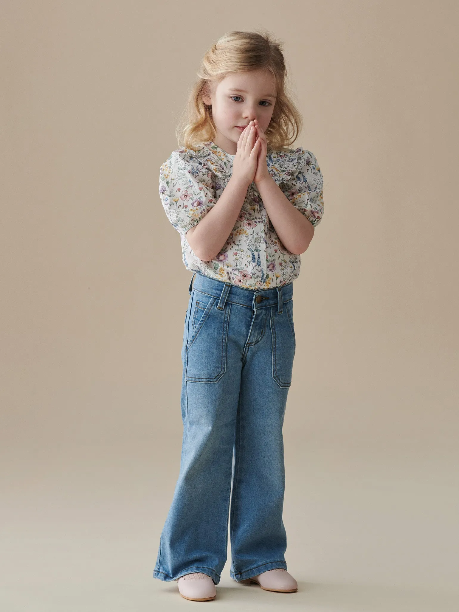 Ivory Floral Violetta Girl Shirt