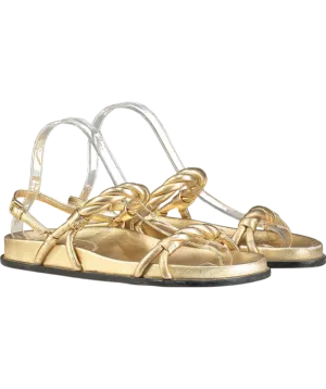 Jimmy Choo Diosa Gold leather Flat Sandals In Gold UK 4 EU 37 
