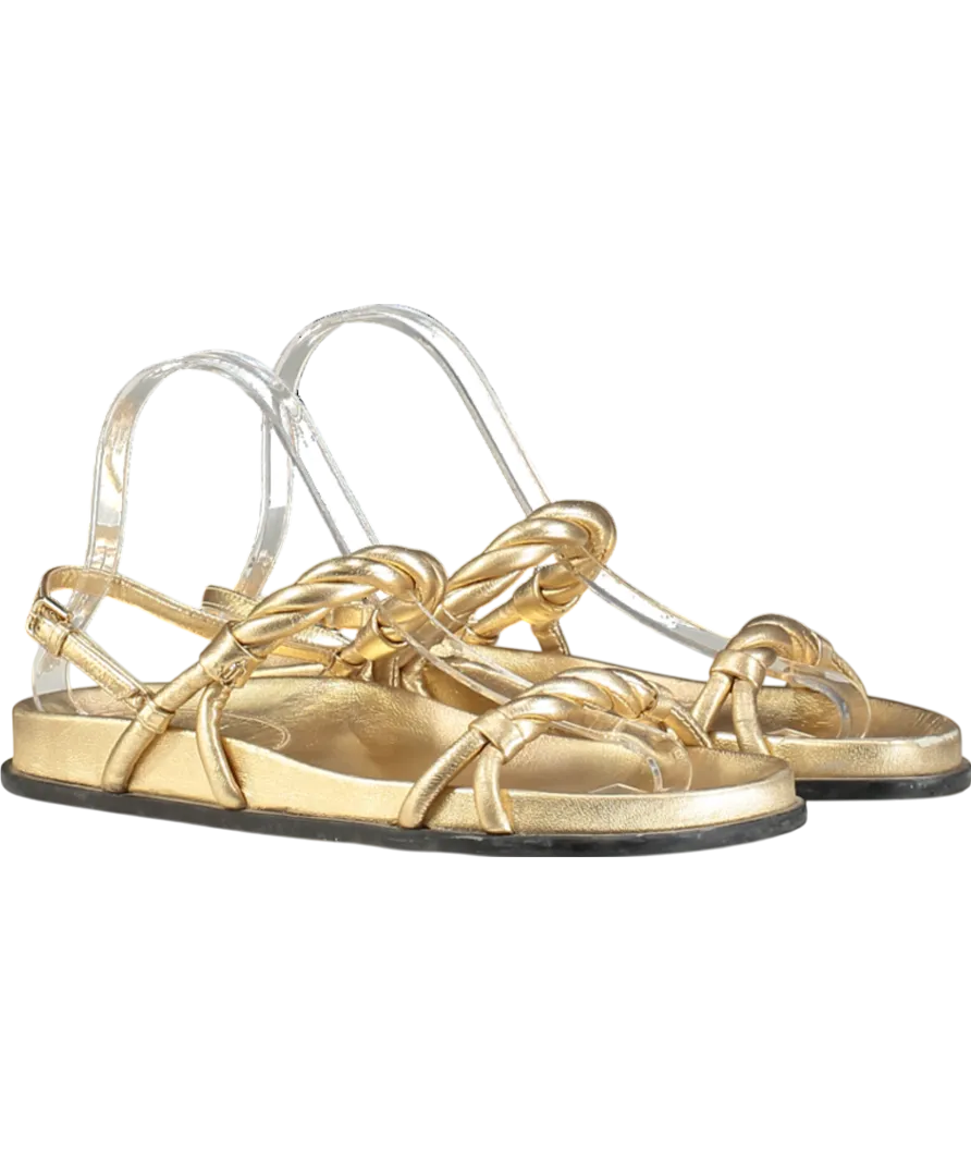 Jimmy Choo Diosa Gold leather Flat Sandals In Gold UK 4 EU 37 