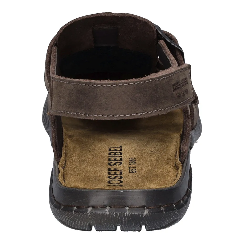 Josef Seibel Logan 70 Mens Mocca Brown Leather Arch Support Buckle Sandals