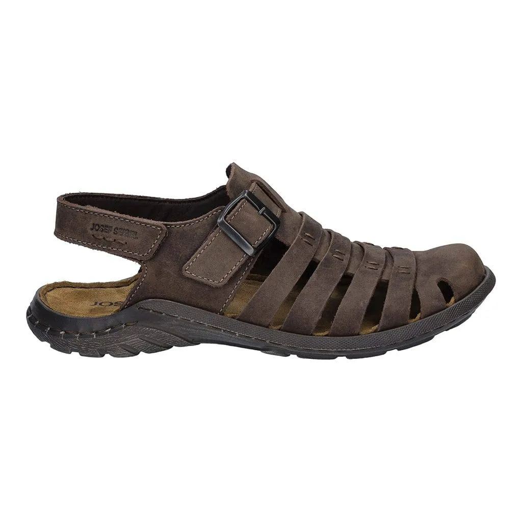 Josef Seibel Logan 70 Mens Mocca Brown Leather Arch Support Buckle Sandals