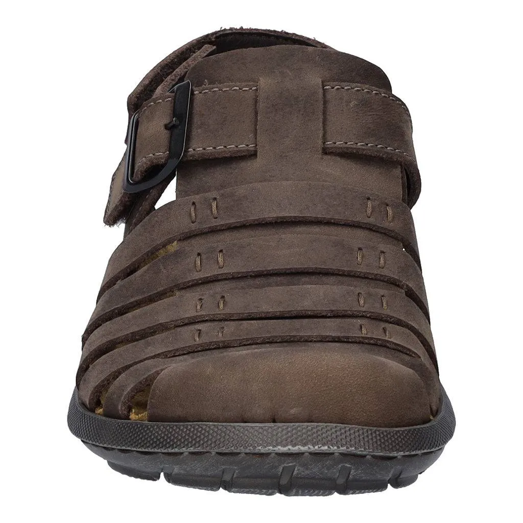 Josef Seibel Logan 70 Mens Mocca Brown Leather Arch Support Buckle Sandals