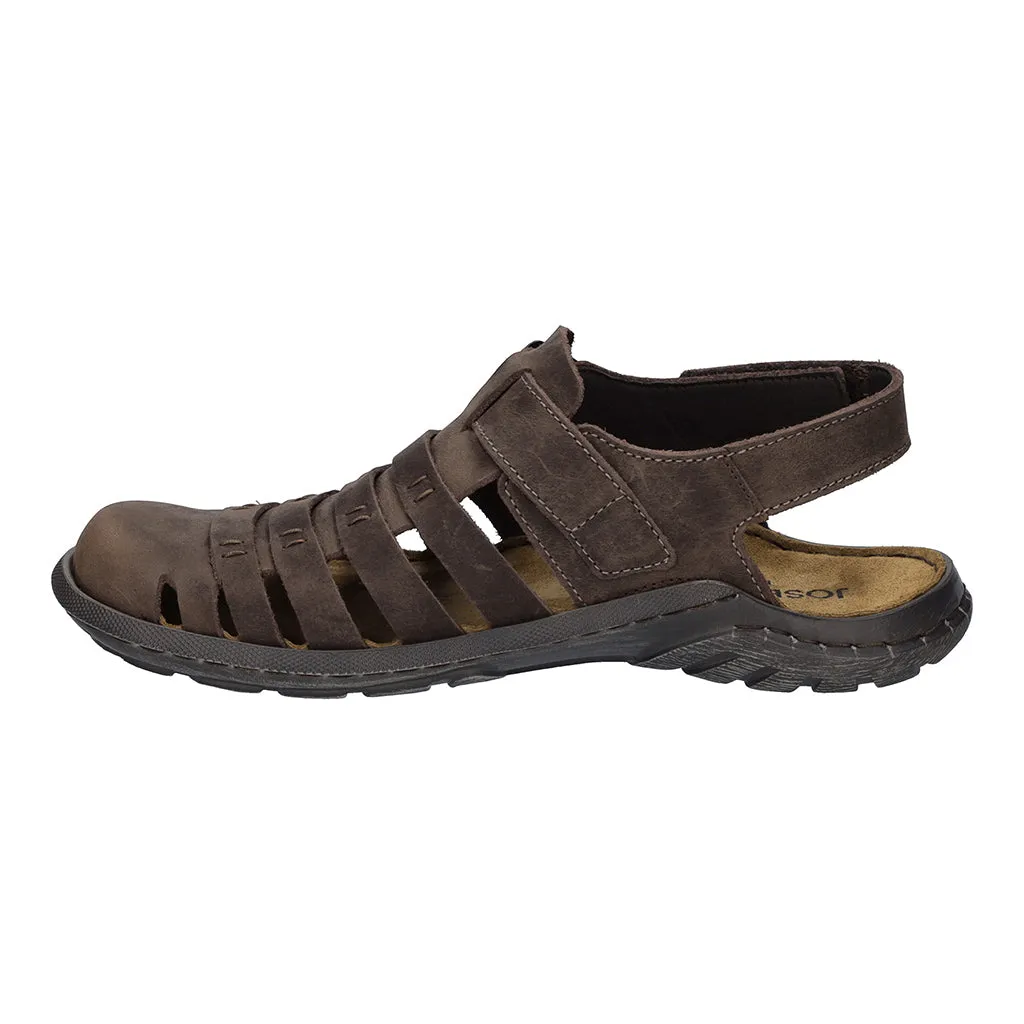 Josef Seibel Logan 70 Mens Mocca Brown Leather Arch Support Buckle Sandals