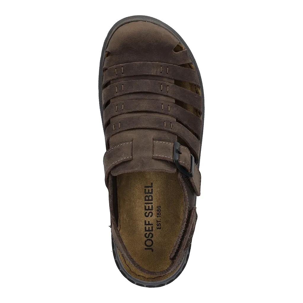 Josef Seibel Logan 70 Mens Mocca Brown Leather Arch Support Buckle Sandals