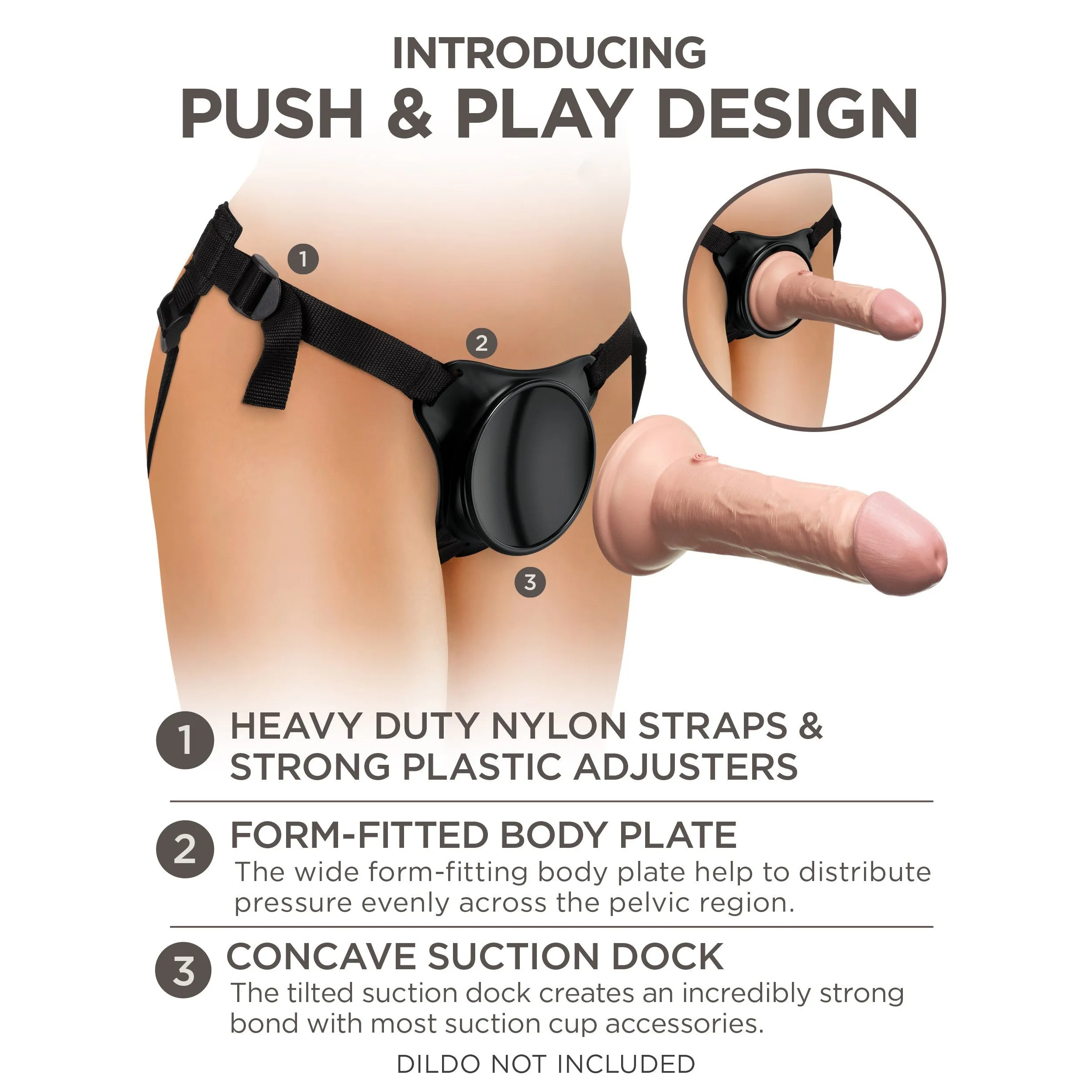 King Cock Elite Beginner's Body Dock Strap-on Harness - Black