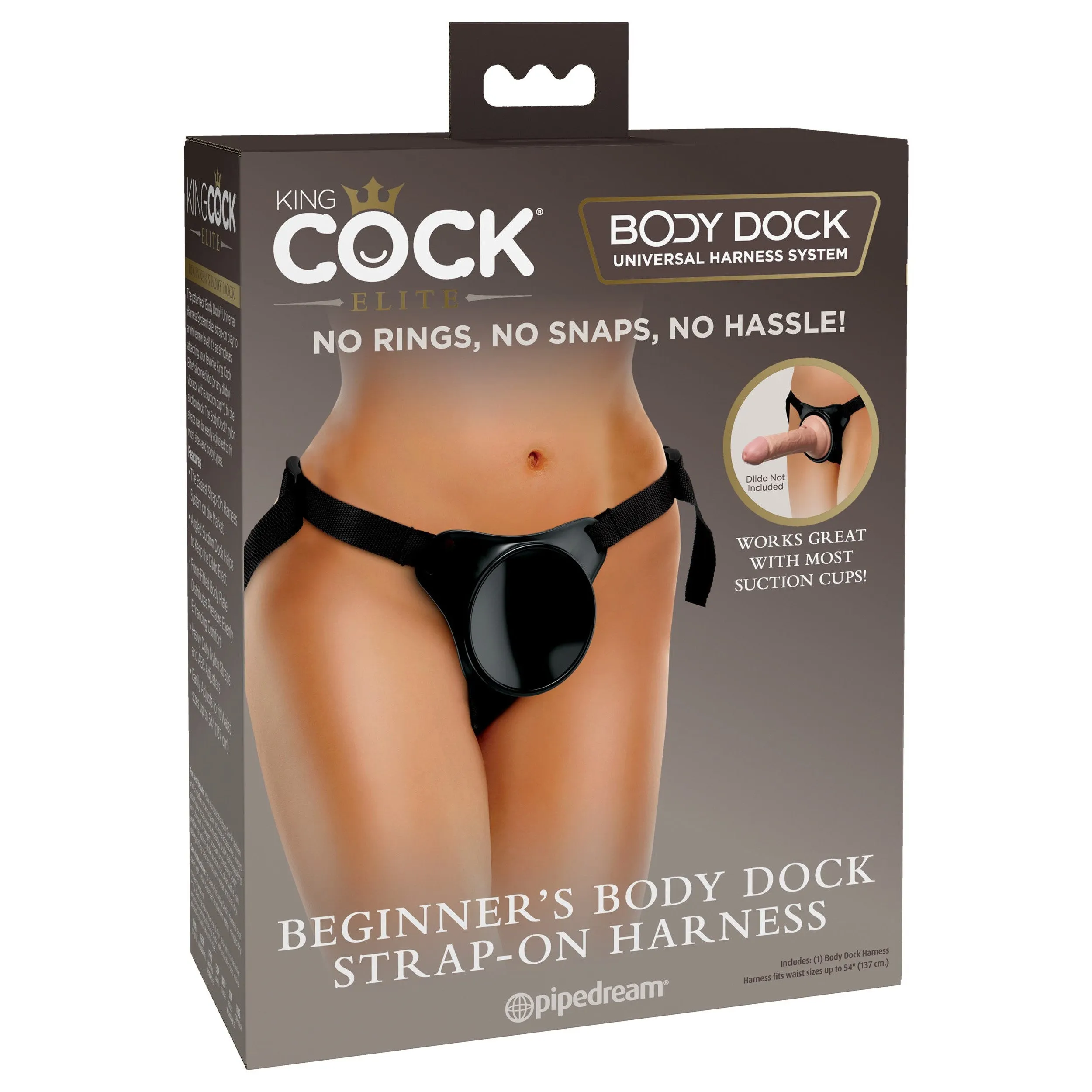 King Cock Elite Beginner's Body Dock Strap-on Harness - Black