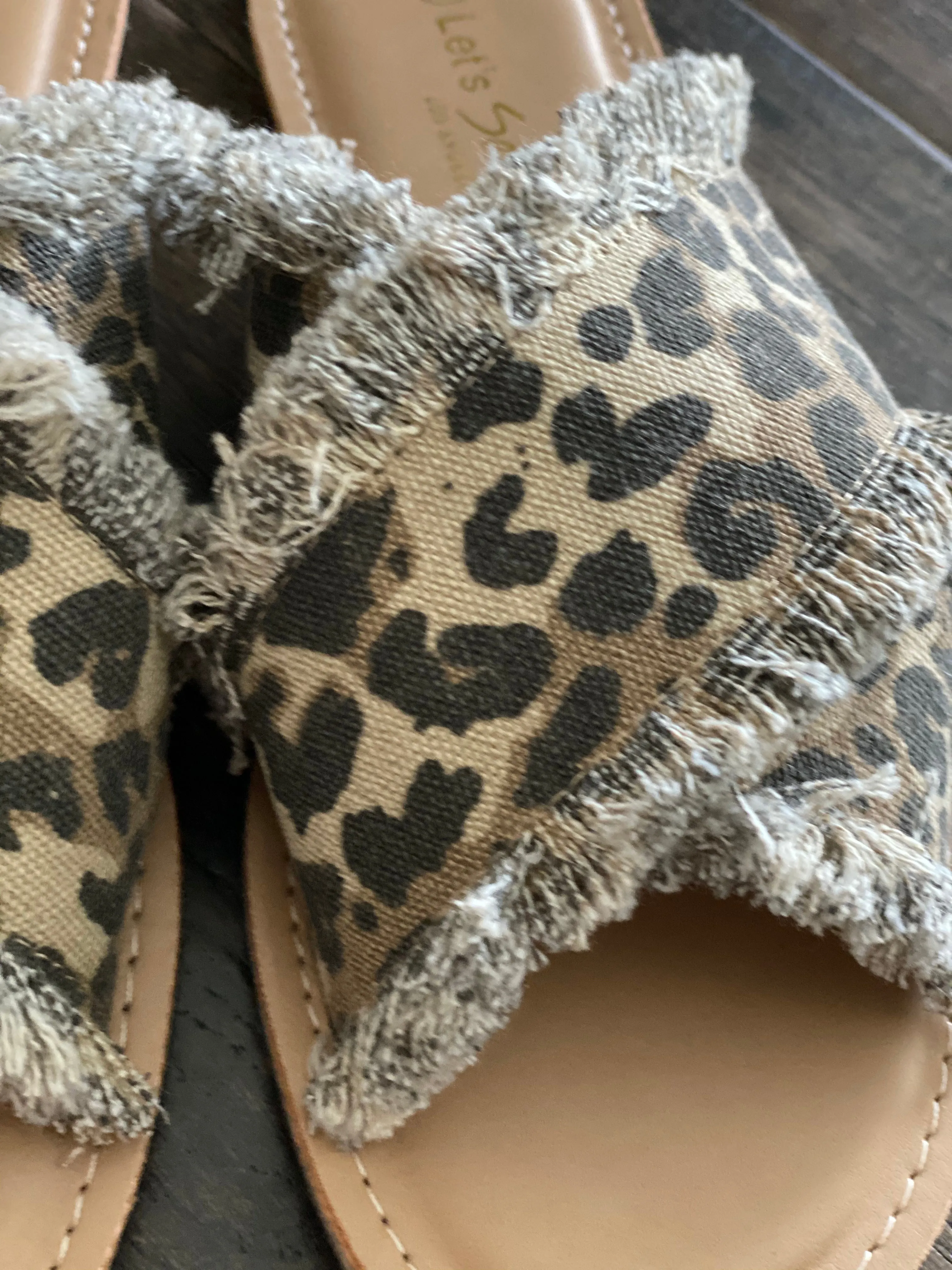 Leopard fringe sandals