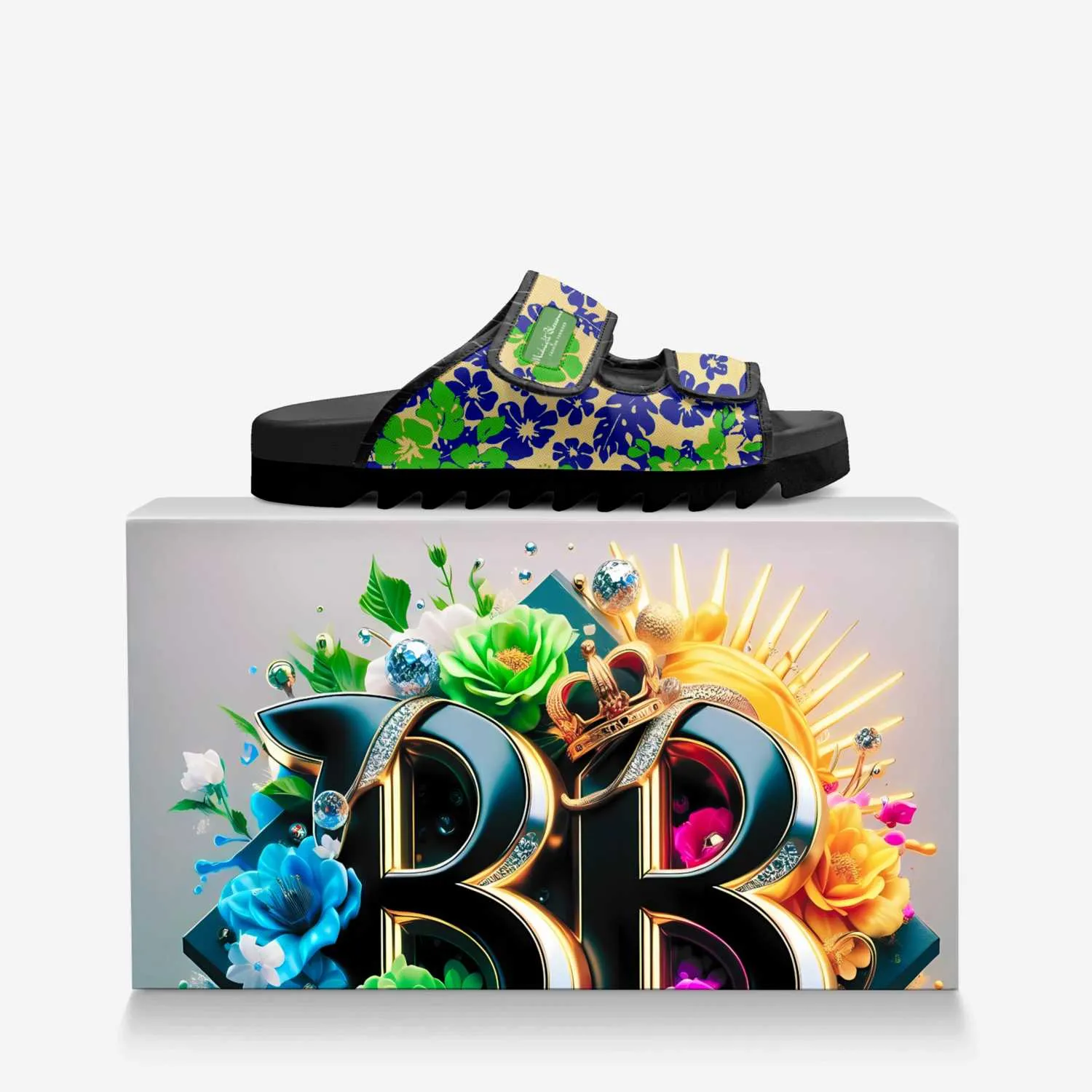 Midnight Blossoms Luxury Sandal – Italian Double Stripe Limited Edition