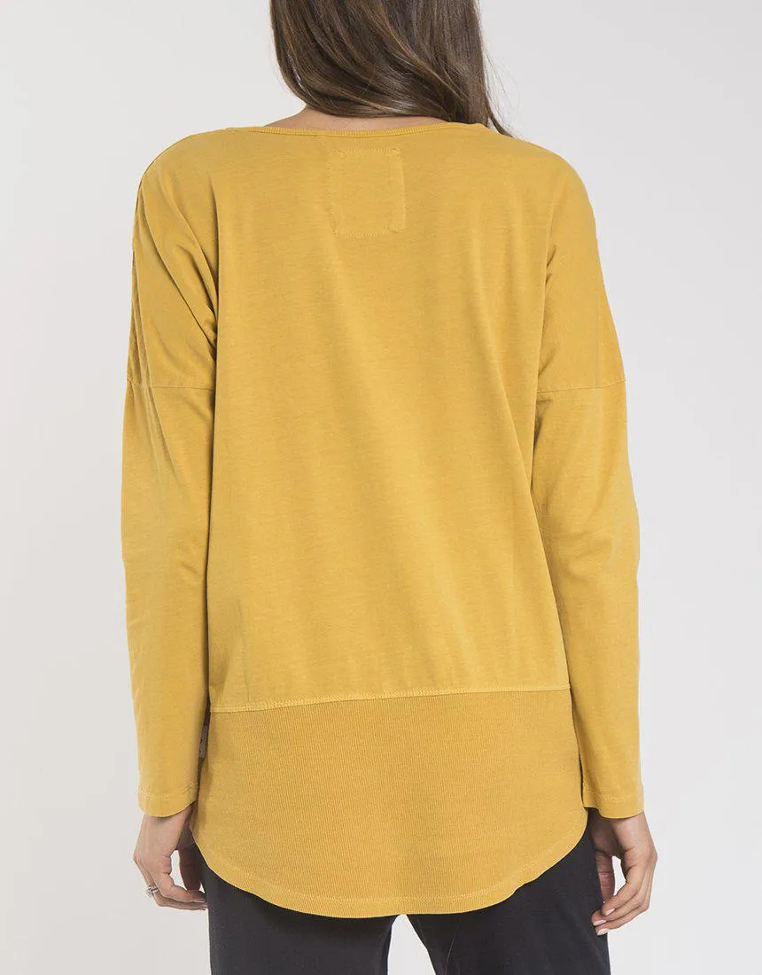 Plus Size Rib Long Sleeve Tee - Mustard