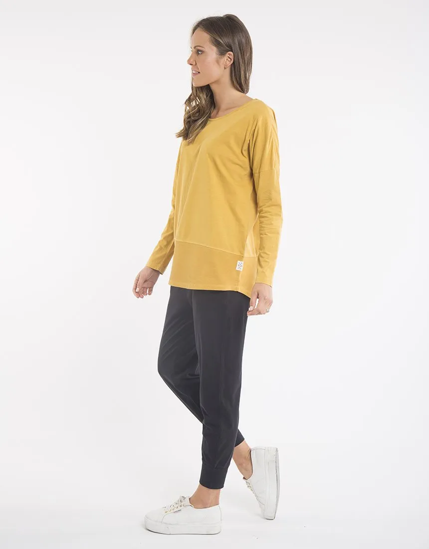 Plus Size Rib Long Sleeve Tee - Mustard