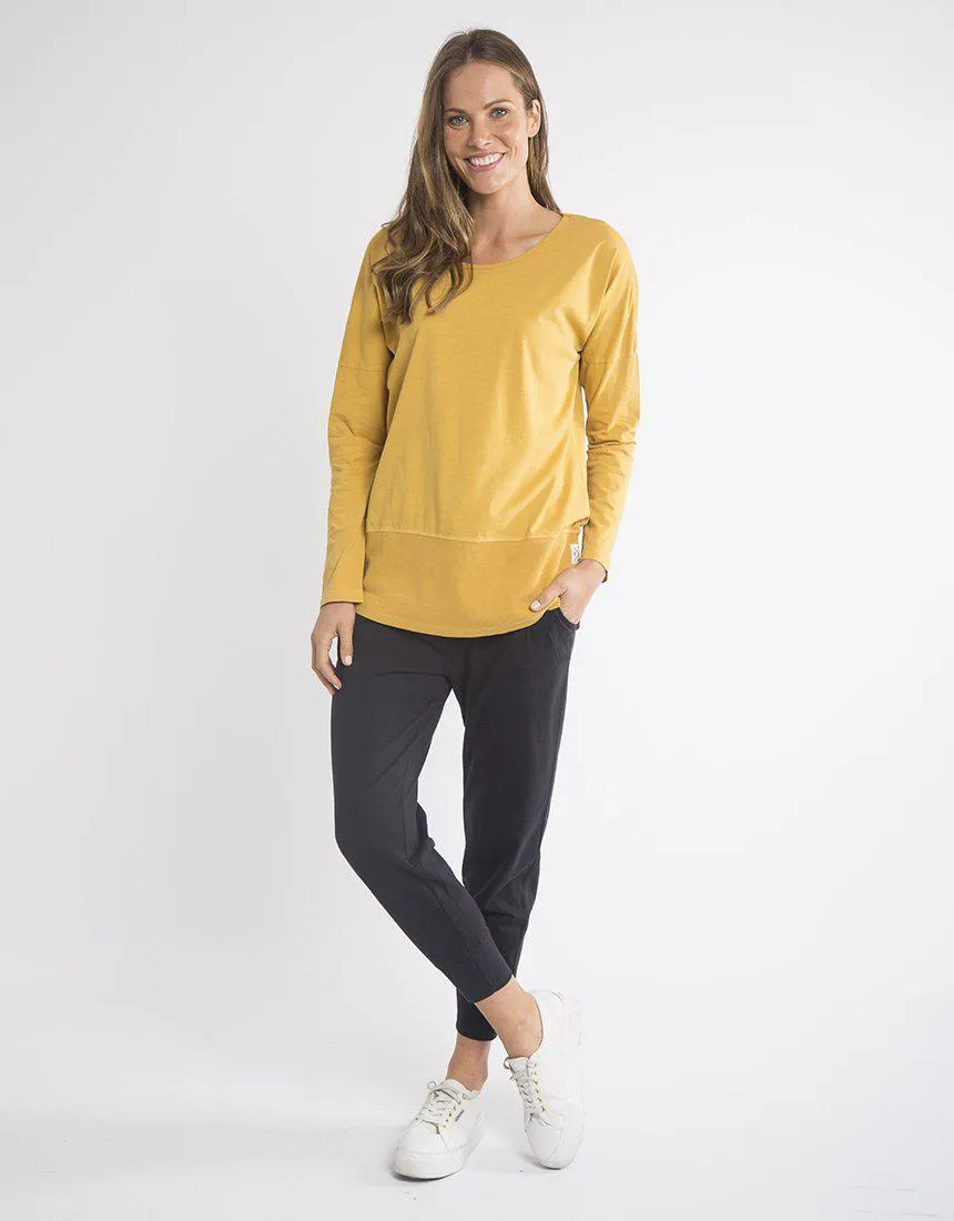 Plus Size Rib Long Sleeve Tee - Mustard
