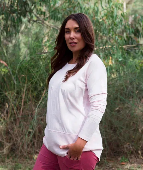 Plus Size Rib Long Sleeve Tee - White