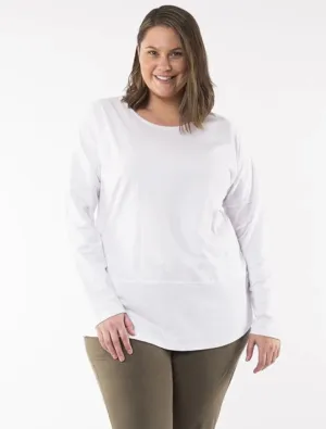 Plus Size Rib Long Sleeve Tee - White