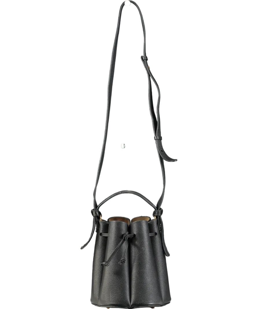 Polene Numro Huit Mini Edition Textured Black Bag With Top Handle And Shoulder Strap