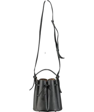 Polene Numro Huit Mini Edition Textured Black Bag With Top Handle And Shoulder Strap